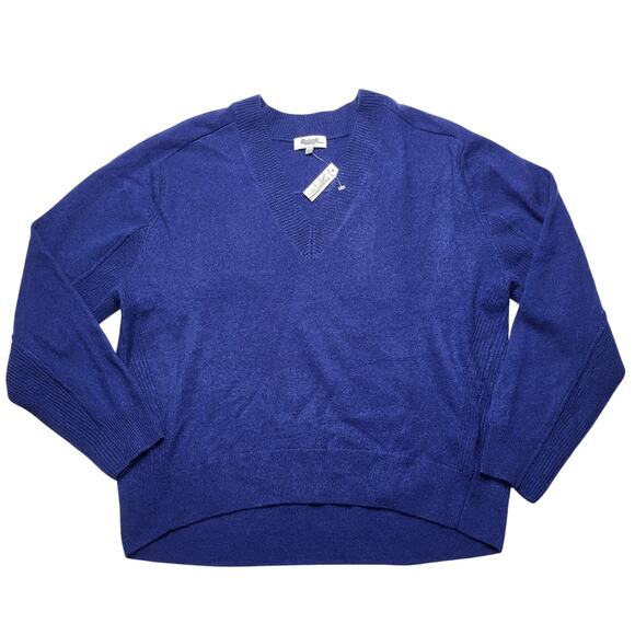 Madewell Cashmere V Neck Sweater Bright Cobalt Blue Pullover Relaxed Fit Small - Picture 3 of 8